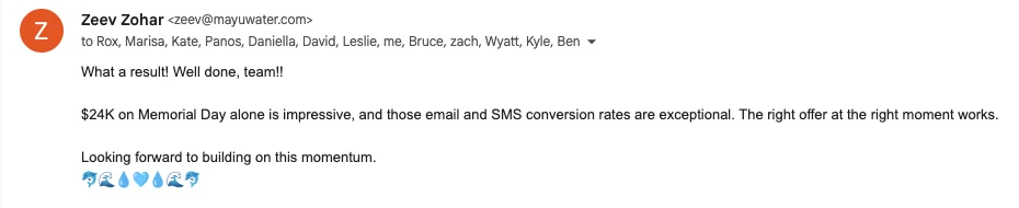 Client message about the work