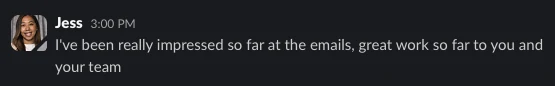 Client message about the work